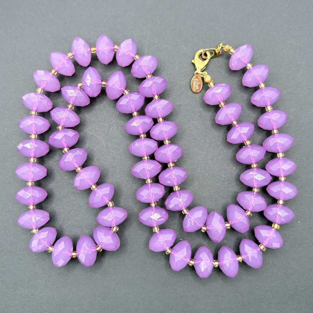 Vintage Joan Rivers Purple Chunky Acrylic Lucite Faceted Statement Necklace 28"